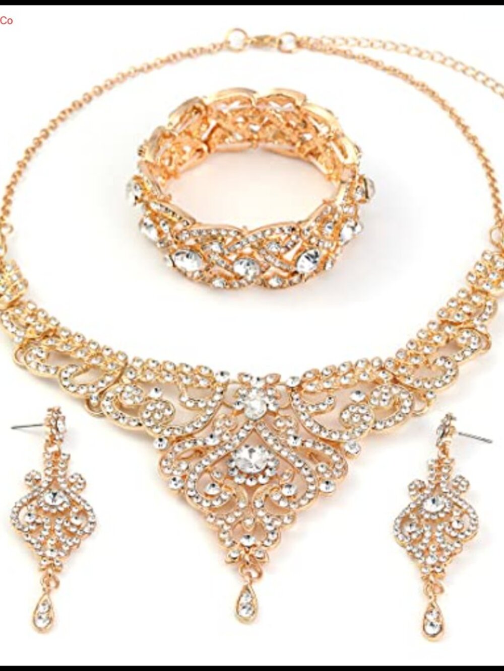 Crystal Necklace Earring Bracelet Set, Statement Jewelry Set, Bridal Wedding